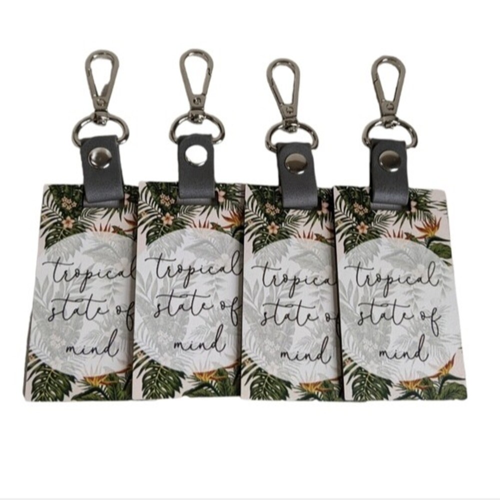 NEW Tropical State of Mind Keychain / Luggage Tags Set (4) - Palm Trees